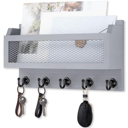 Nekon Black 11 Inch Wooden Wall Key Organizer for Entryway Hallway Decorative Key Holder Storage Shelf