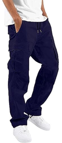 HUNGSON Mens Drawstring Casual Hiking Sweatpants for Men
| HUNGSON Mens Cotton Loose Straight Joggers Athletic Trousers