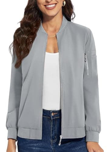 Women's Lightweight Casual Full Zip Windbreaker Jacket for Fall
| Casual Full Zip Windbreaker Jacket for Women Lightwei