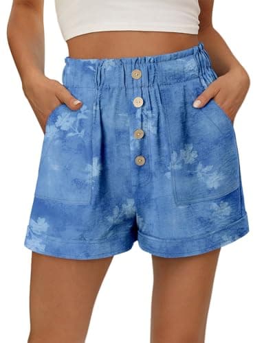 KISSMODA Women's Summer Shorts with Pockets Lightweight High-Waisted Adjustable Tie Knot Loose Casual Short
| KISSMODA
