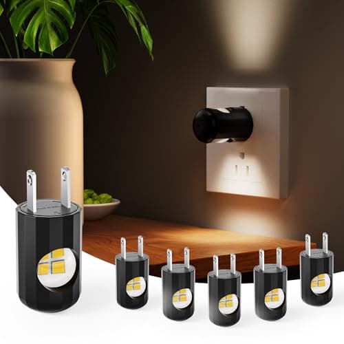 Best 6 Pack LED Night Lights with Dusk to Dawn Sensor for Kids' Bedroom and Bathroom, Non-Dimmable, 3000K Soft White  
V