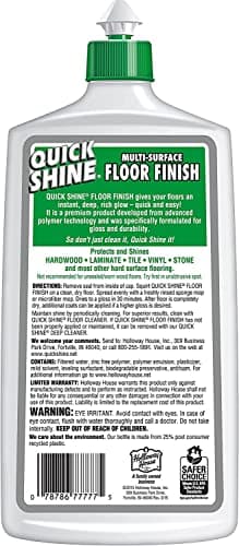 Quick Shine Floor Finish, Water-Based 27 fl oz (Pack of 4) for Commercial Use
| Quick Shine Floor Finish, 27 fl oz (Pac