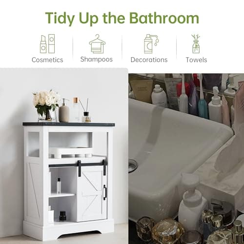 Real Relax Farmhouse Storage Cabinet for Bathroom and Living Room with Sliding Barn Door and 3 Drawers
| Real Relax Fre