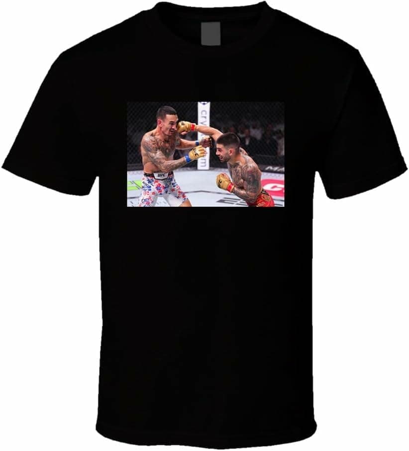 Generic Ilia Topuria Knocking Out Max Holloway Fighting T-Shirt for MMA Fans