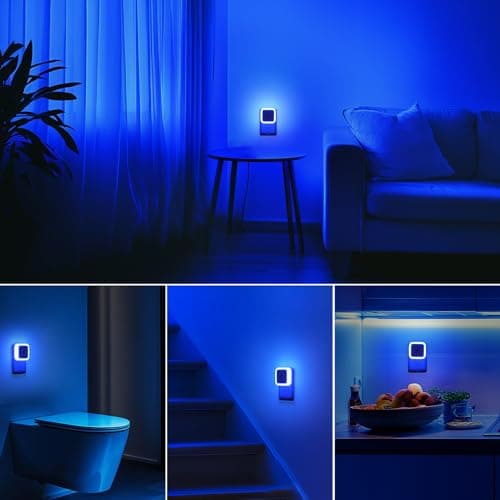 Sujeet Blue Dusk to Dawn Night Light 4 Pack for Bedroom Bathroom Hallway  
Sujeet Blue Night Lights 4 Pack Plug into Wal