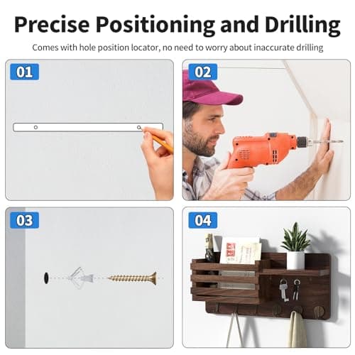 Wall Mount Mail Holder with 10 Key Hooks for Farmhouse Decor
| Modern Key Rack with Floating Shelf for Hallway Storage