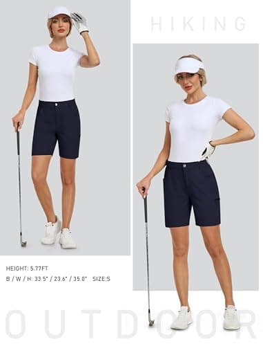 MoFiz Women's Golf Shorts 7" Quick Dry Hiking Shorts Lightweight Bermuda Shorts with Pockets for Summer Travel Women