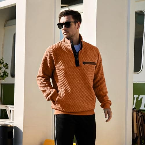 MANLUODANNI Men's Casual Waffle Quilted Sweatshirt Long Sleeve Button Pocket
| MANLUODANNI Men's Casual Sweatshirt Waff