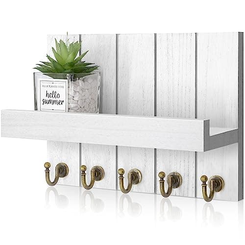 Rustic Key Holder with Shelf for Farmhouse Decor - Living Room Organizing Hook (Retro Brown, |54" D x 10" W x 7.28" H)