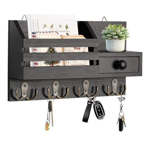 Black Wooden Adhesive Mail and Key Organizer with Drawer for Wall Mount
| Wall Mount Wooden Adhesive Key Holder with Dr