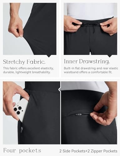 Baleaf Men's Stretch Relaxed Fit Golf Pants 30" Sweatpants with Zipper Pockets Casual Athletic.Work