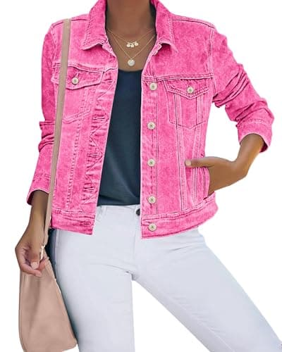 Luvamia Women's Stretch Fitted Long Sleeves Denim Jean Jacket for Casual Wear
| Luvamia Women's Basic Button Down Stret