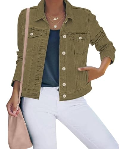 Luvamia Women's Stretch Fitted Long Sleeves Denim Jean Jacket for Casual Wear
| Luvamia Women's Basic Button Down Stret