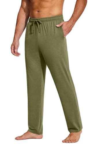 COOFANDY Men's Lightweight Open Bottom Yoga Sweatpants with Pockets Casual Drawstring Lounge Pants