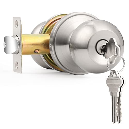 Probrico Brushed Nickel 10 Pack Keyed Alike Entry Knobs with Keys for Single Cylinder Door Lock, Ideal for Home Use