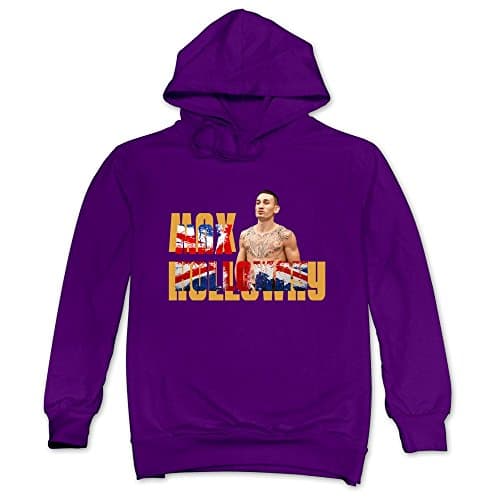 Men's TTATT UFC Max Holloway Hoodies for Men Purple Winter Warmth Fleece Hooded Jacket Size M