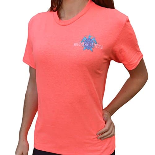 Southern Attitude Nautical Compass Snappy Turtle Heather Coral Short Sleeve T-Shirt for Men Outdoor Adventure Styles Up