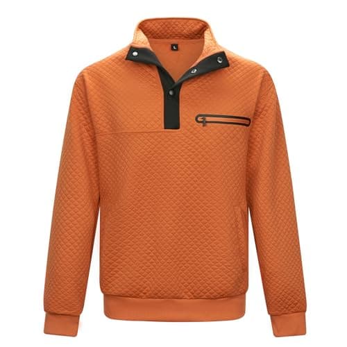 LBL Mens Fashion Sweatshirt with Stand Collar Button Pullover Pockets Leading the Better Life