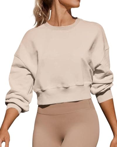 Joywayco Women's Long Sleeve Round Neck Cropped Sweatshirts for Casual Wear with Comfortable Loose Fit
| Joywayco Women