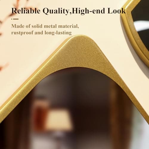 Gold Wall Mirror Living Room Decor, Elegant 3PCS Asymmetrical Mirrors for Modern Home Office or Bedroom, Stylish Wall Ar