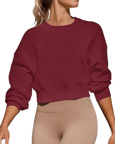 Joywayco Women's Long Sleeve Round Neck Cropped Sweatshirts for Casual Wear with Comfortable Loose Fit
| Joywayco Women