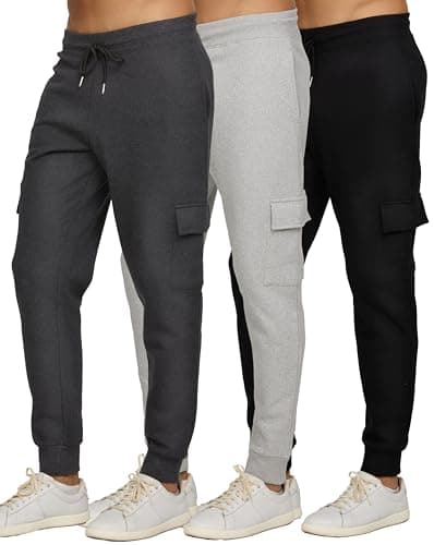 PURE CHAMP Mens Fleece Jogger Sweatpants with Zipper Pocket and Drawstring Size S-3XL for Workout and Everyday Use