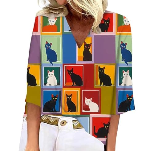 Women's Animal Leopard Print 3/4 Sleeve V Neck Summer Floral Boho Trendy Tops
| Women's Leopard Print 3/4 Sleeve V Neck