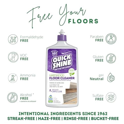 Quick Shine Hardwood Floor Cleaner & Polish - Removes Scratches, Safer Choice, U.S. EPA Certified 2-27oz Bottles  
Quick