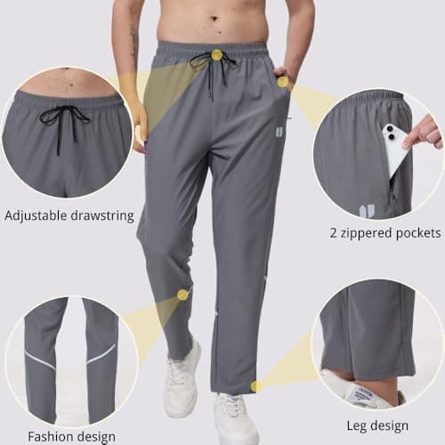 3 Pack Mens Fovdtaa Athletic Sweatpants for Running and Gym Jogging with Zip Pockets