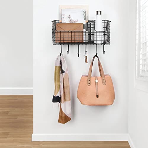mDesign Metal Wire Farmhouse Wall Decor Storage Organizer Basket - Wall Mount - Black  
mDesign Metal Wire Farmhouse Wal