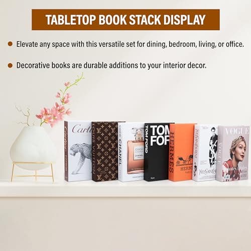 Luxe Large 4 PCS Decorative Books for Home Decor Aesthetic Shelf & Bookshelf Decor for Living Room, Bedroom, or Office F
