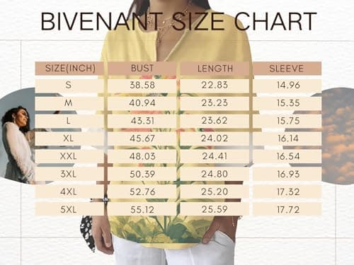 Bivenant Women's Floral Blouses Vintage Cotton Linen Button V-Neck T-Shirts 3/4 Sleeve Boho Tunic Tops for Summer
| Wom