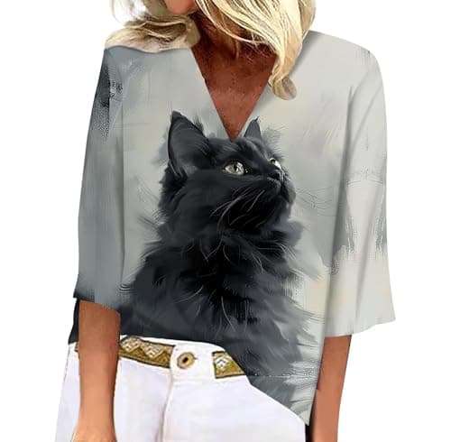 Women's Animal Leopard Print 3/4 Sleeve V Neck Summer Floral Boho Trendy Tops
| Women's Leopard Print 3/4 Sleeve V Neck