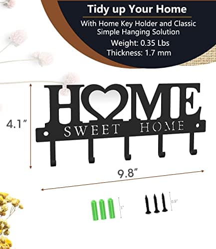 WIPHANY Key Holder Hooks Organizer Hanger Rack for Home Entryway and Front Door
| WIPHANY Wall Mounted Key Holder Hooks