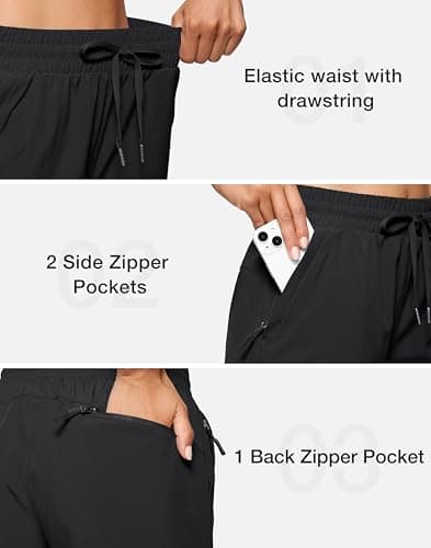SANTINY Women's 7''/ 9'' Hiking Shorts for Casual Outdoor Activities with 3 Zipper Pockets Lightweight Quick Dry Attribu