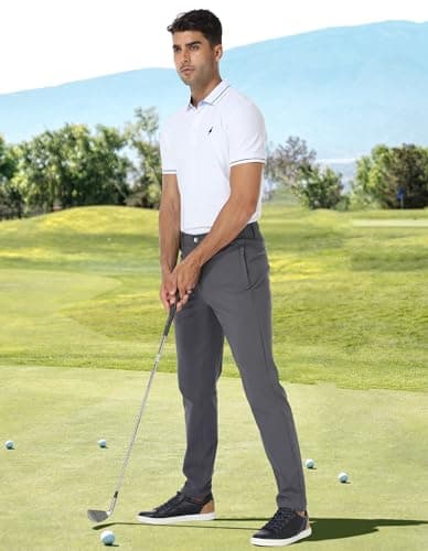 Puli Golf Pants Men Stretch Slim Fit Dress Casual Work Hiking Tapered Waterproof Pants with Pockets
Puli Golf Pants Men