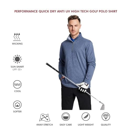 M MAELREG Quarter Zip Golf Pullover Men's Dry Fit Long Sleeve Performance Wicking Sweatshirt forMen