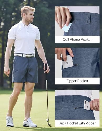 PULI Mens Golf Hybrid Shorts Quick Dry Lightweight Casual Shorts with Pockets
| PULI Mens Golf Hybrid Shorts Stretch Hi