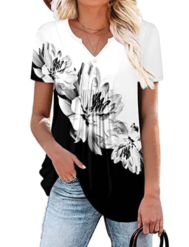 Elegant Women's Short Sleeve Tunics V Neck Button Down Shirts - S-3XL
| Comfortable Women's Short Sleeve Tunics V Neck