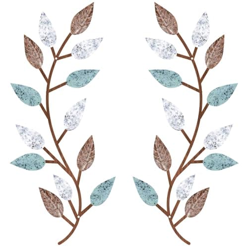 Zhengmy Vintage Brown Metal Tree Leaf Wall Decor for Living Room and Hallway Outdoor Decoration(2 Pieces)