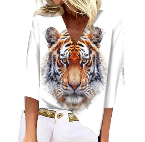 Women's Animal Leopard Print 3/4 Sleeve V Neck Summer Floral Boho Trendy Tops
| Women's Leopard Print 3/4 Sleeve V Neck