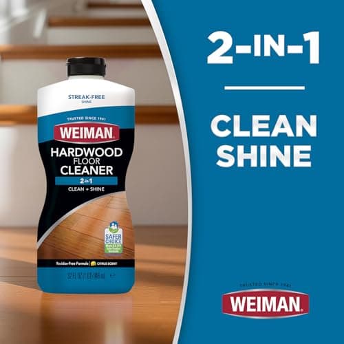 Weiman Hardwood Floor Cleaner and Polish Restorer Combo - High-Traffic Hardwood Floor - Removes Scratches - Natural Shin