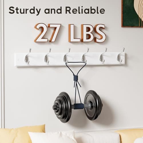 White Coat Rack Wall Mount 2 Pack for Jackets and Bags  
Wall-Mounted Coat Rack 2 Pack White with 6 Metal Hooks for Hats