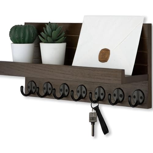 Entryway Key Holder Wall Mount with 7 Hooks for Sunglasses and Dog Leash
| Decorative Key and Mail Organizer Wall Mount