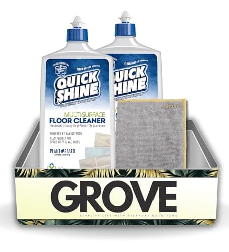 Grove Quick Shine Multi-Surface Floor Cleaner - Laminate, Vinyl, Wood Floors - No Bucket, Rinse-Free - 27 oz Bundle + Mi