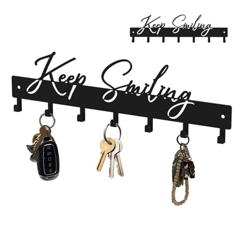 Exquisite Fashion Phrase Key Holder Wall Mount for Wall Decoration Office Living Room Black Metal Key Hanger with 7 Kook