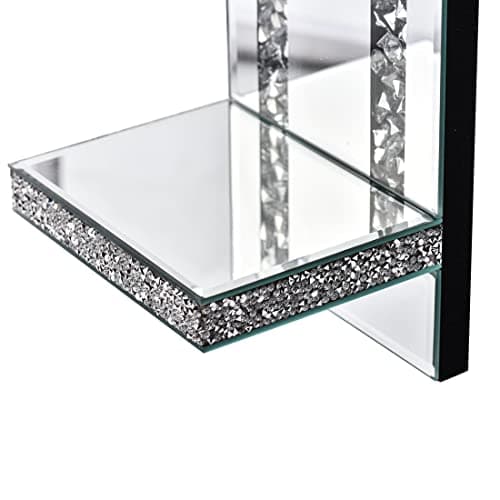 Crystal Crush Diamond Mirrored Candle Sconces, Silver Wall Candle Holder Set of 2, Living Room and Dining Room Decor (Re