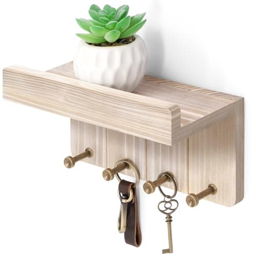 Rebee Vision Modern White Small Key Holder Wall Mount - Aesthetic Apartment Essentials for Farmhouse Living Room - Ideal