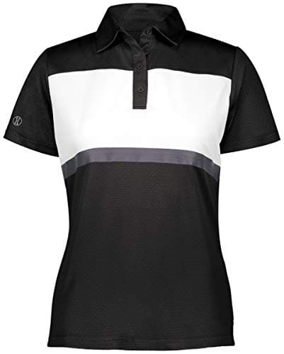 Holloway Ladies Prism Bold Polo 2Xl Black/White Ultra Lightweight Moisture Wicking Polo Perfect for Outdoor Activities L