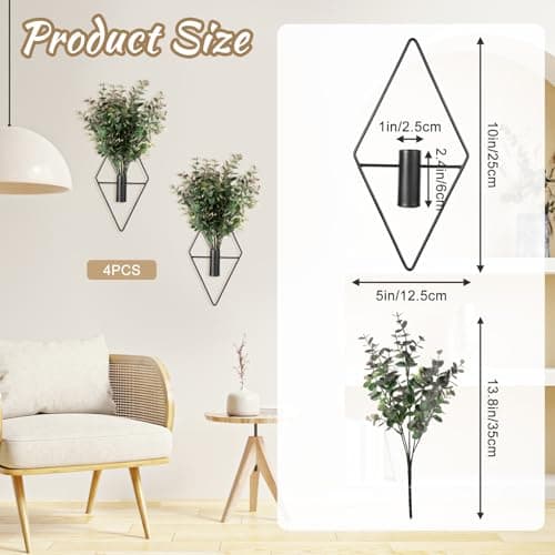 4 Pcs Black Boho Hallway Decor Hanging Planters with Modern Geometric Design for Indoor Spaces